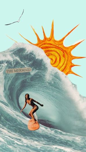 Retro Female Surfer Poster, Ocean Wa …