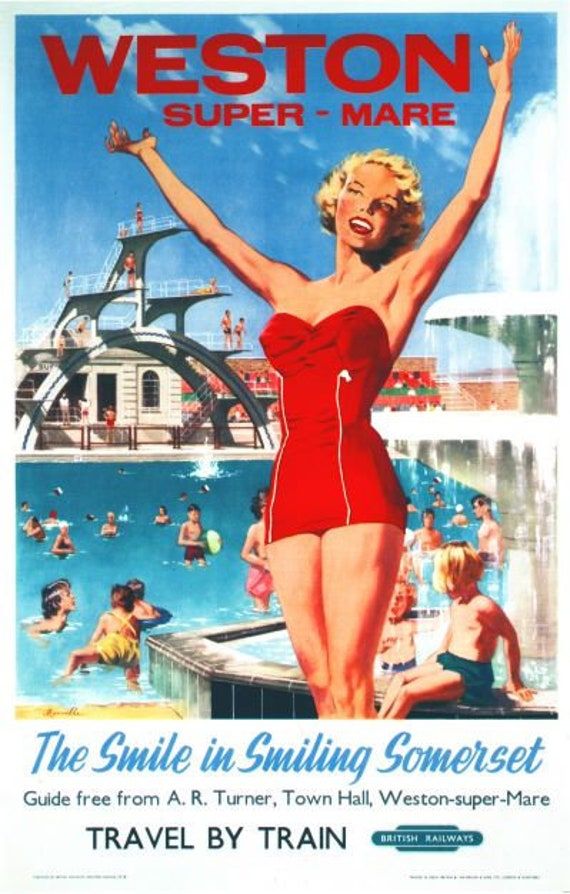 Vintage Weston Super Mare Travel Pos …