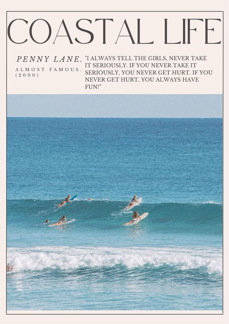 Coastal Life Surfing Poster, Minimal …
