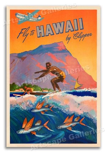 Vintage Hawaii Travel Poster, Retro …