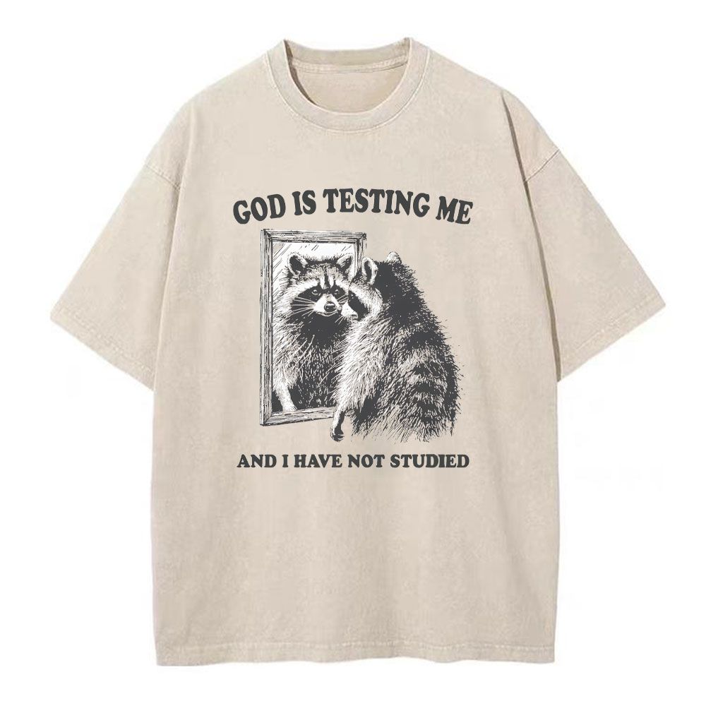 God Is Testing Me Raccoon T-Shirt � &hellip;
