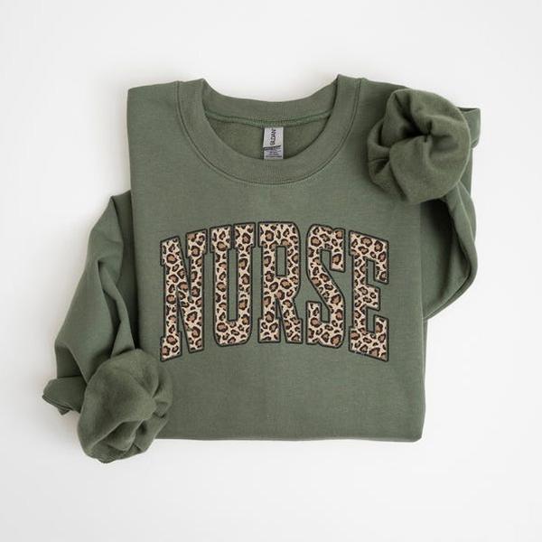 Leopard Nurse Sweatshirt, RN Shirt, …