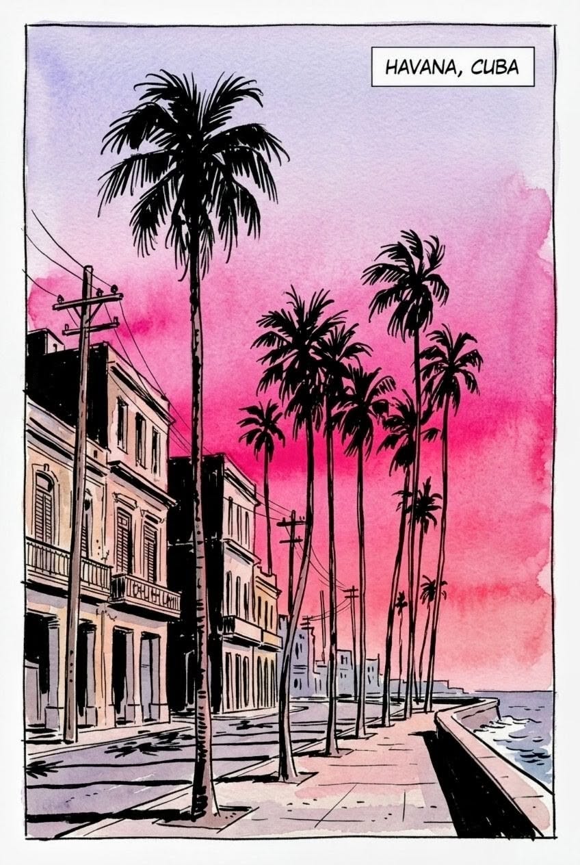 Havana Cuba Palm Tree Poster, Pink V …