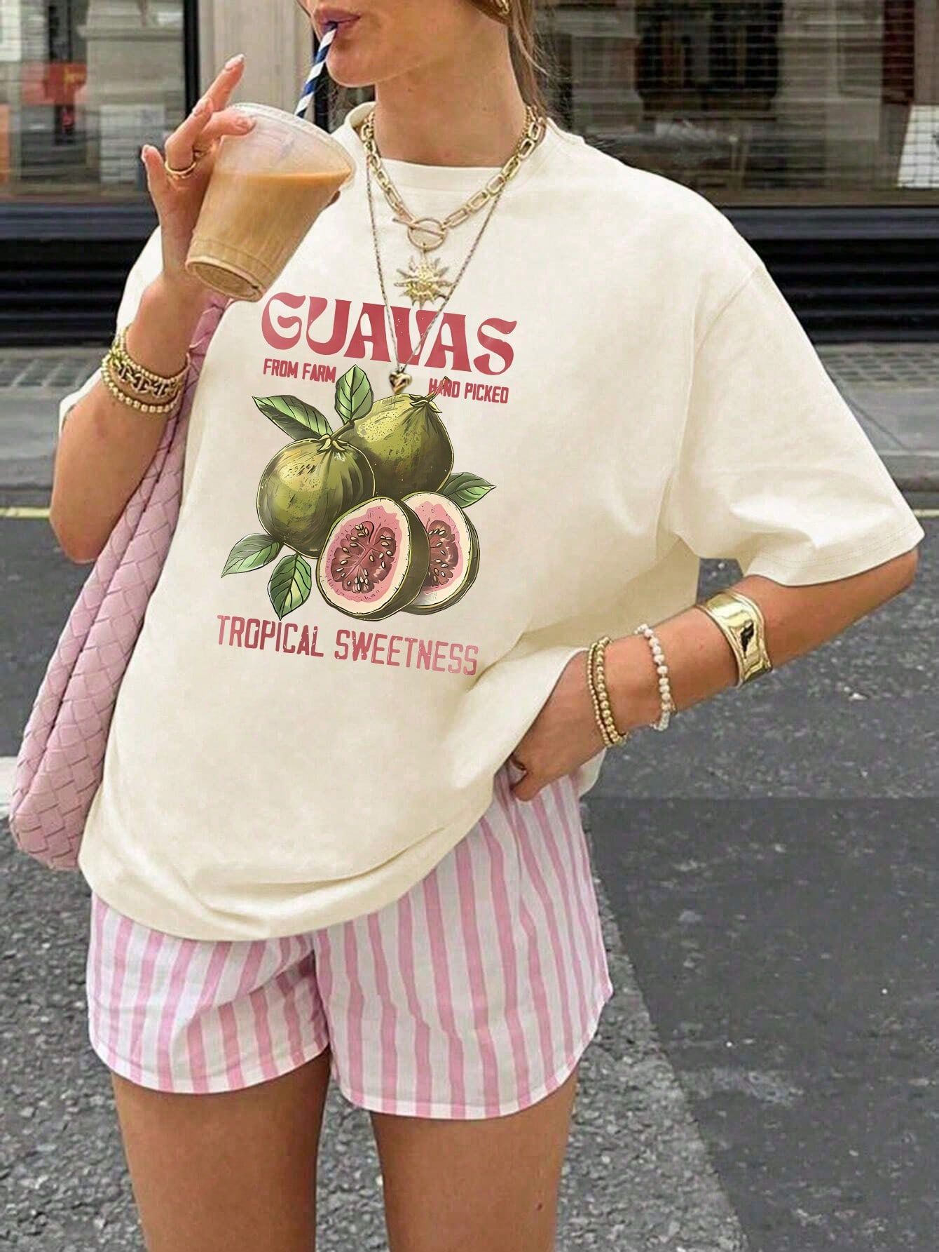 Women’s Summer Guava Letter Pr &hellip;