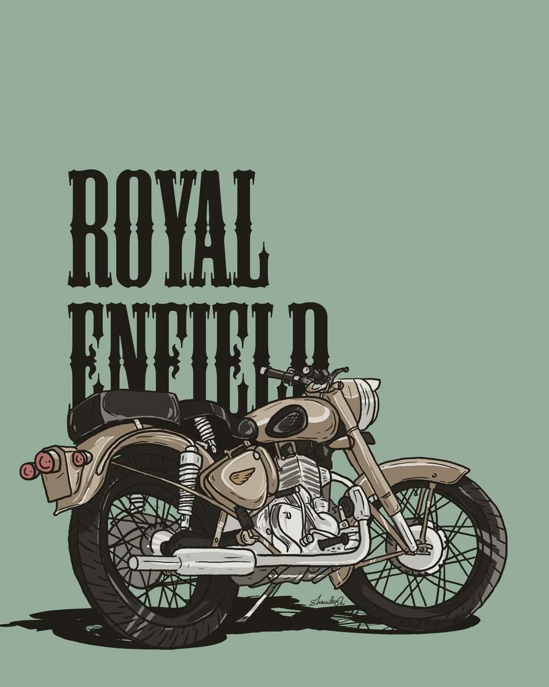 Classic Royal Enfield Drawing, Royal …