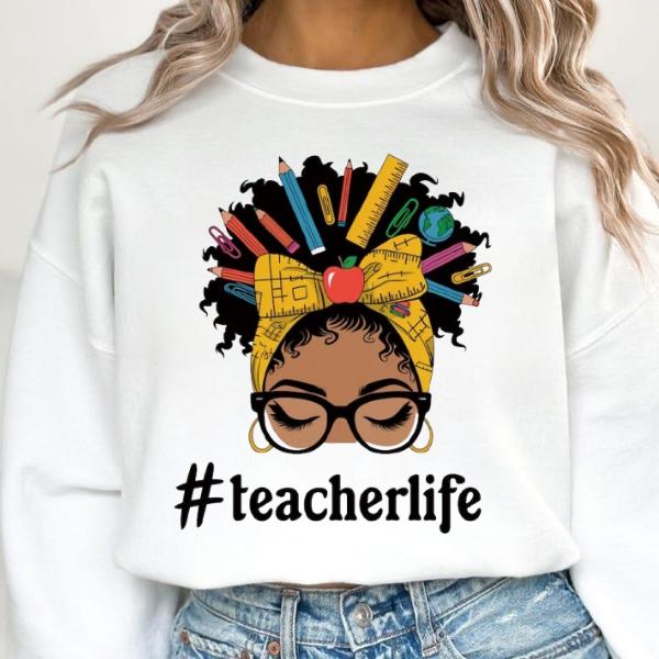 Afro Teacher Pencil Bow Sweatshirt,  &hellip;