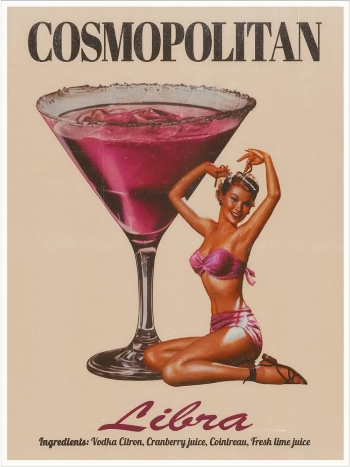 Retro Cocktail Poster, Bar Cart Wall …