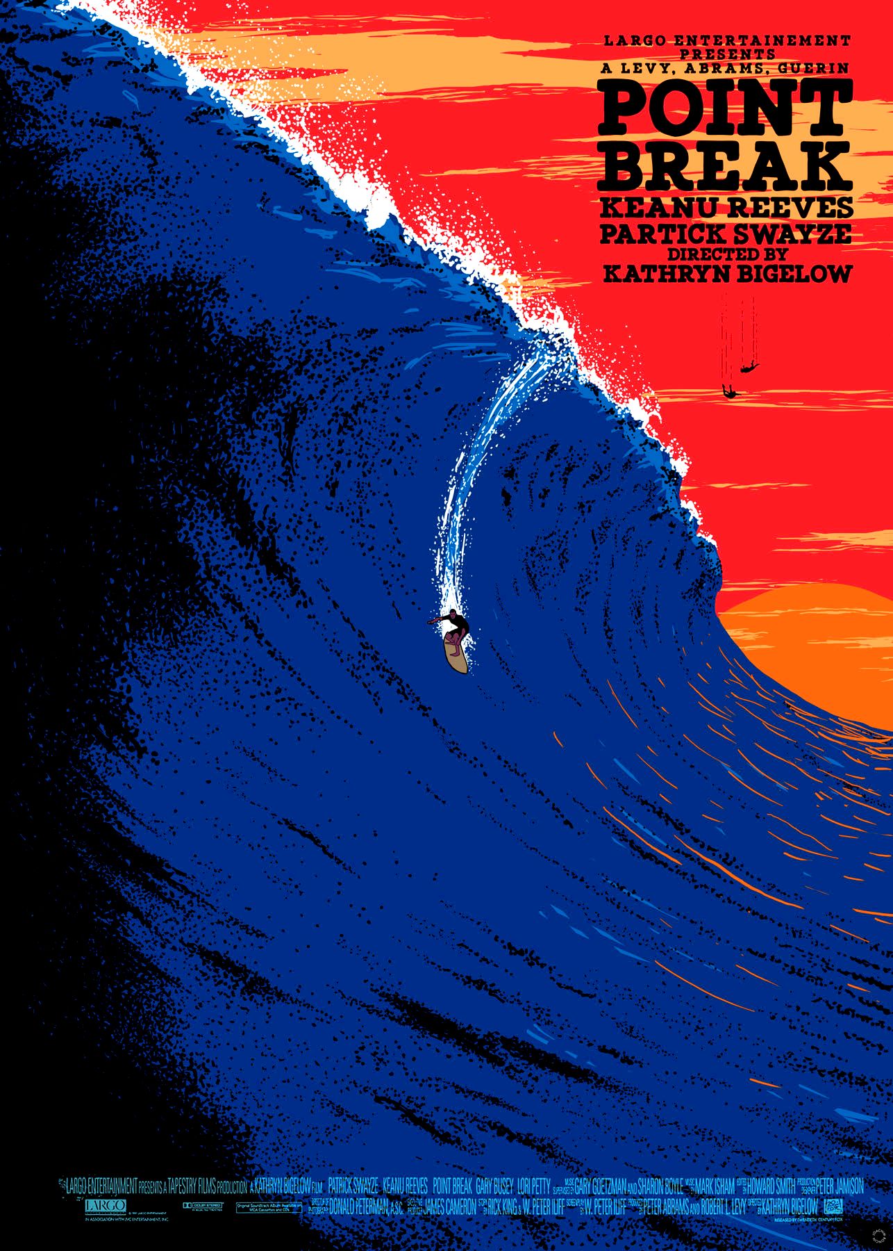 Retro Big Wave Surfing Poster, Ocean …
