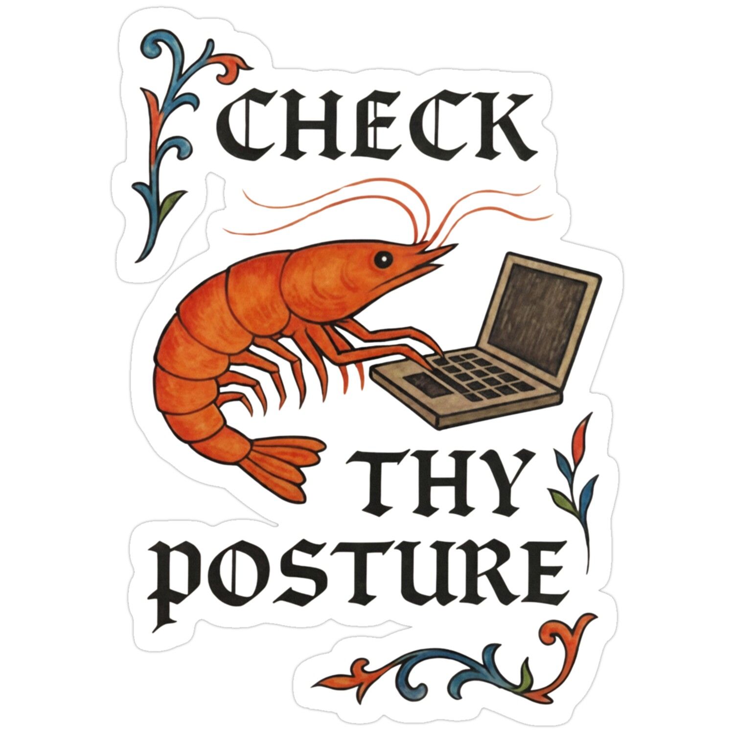 Funny Medieval Shrimp Laptop Sticker …