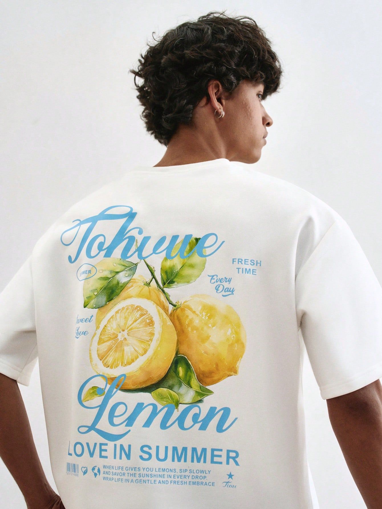 Men’s Casual Lemon Letter Prin …
