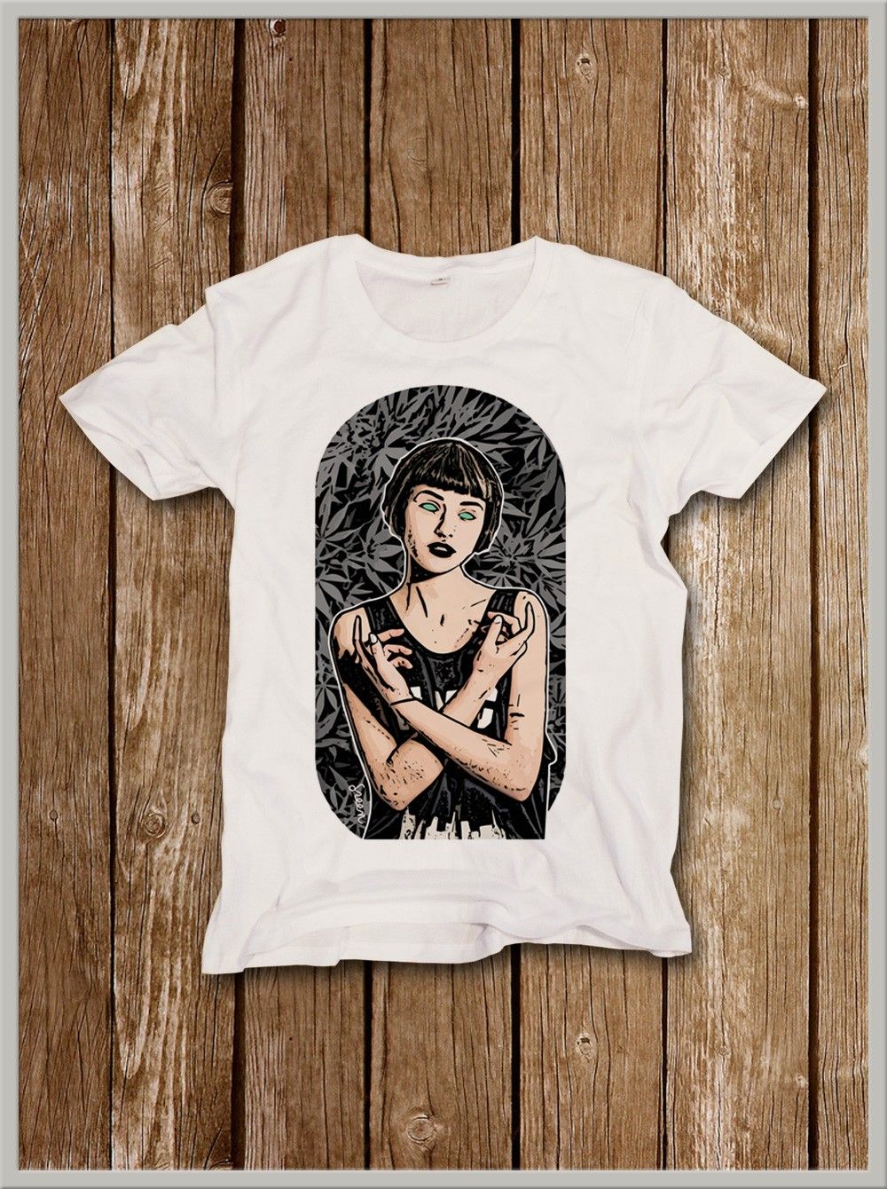 Crossed Arms Cartoon Girl T-Shirt …