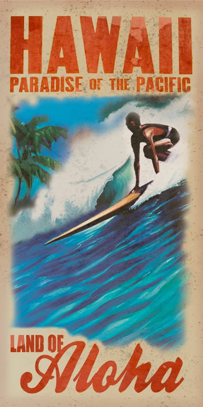 Vintage Hawaii Travel Poster, Retro …