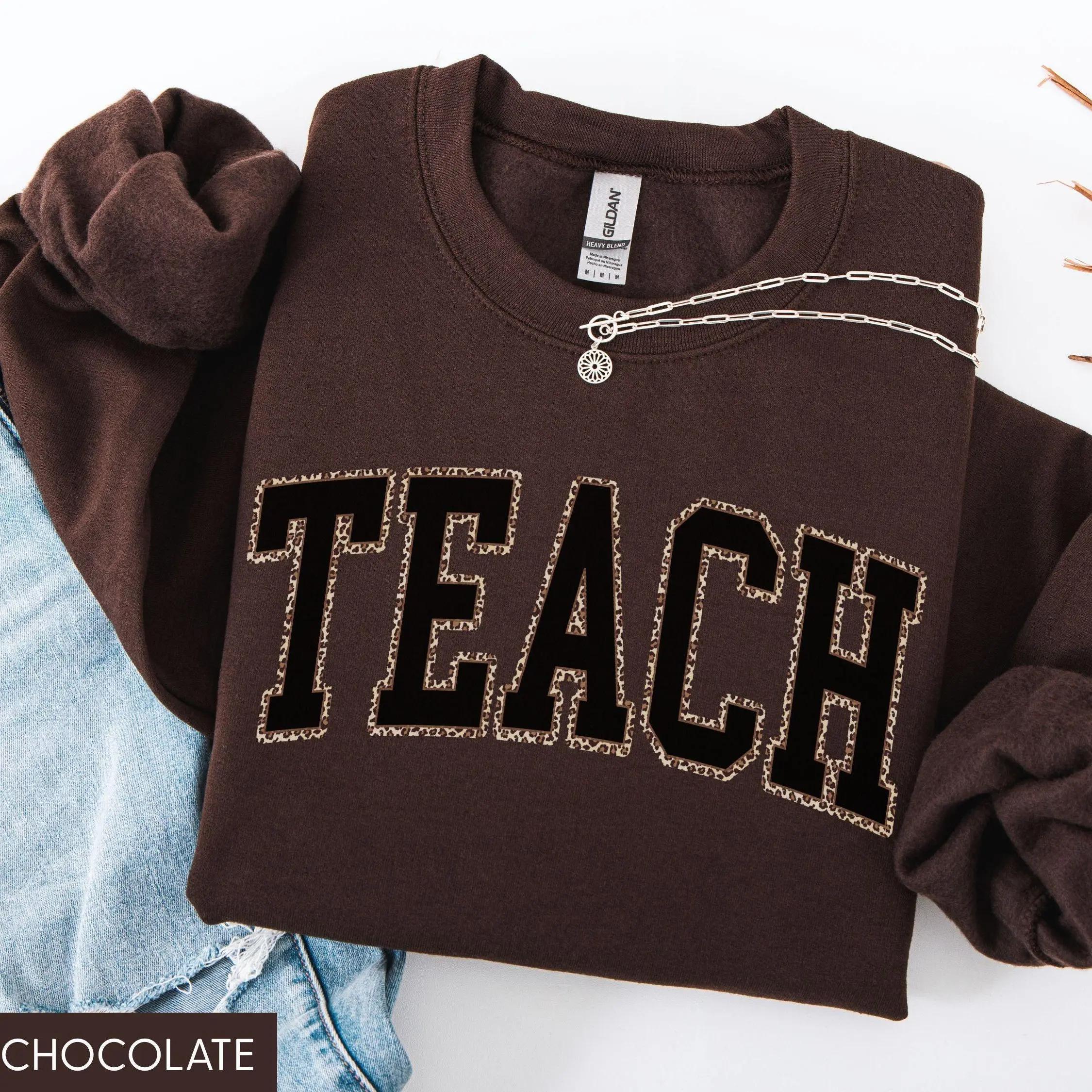 Leopard Teach Sweatshirt T-Shirt, Tr &hellip;
