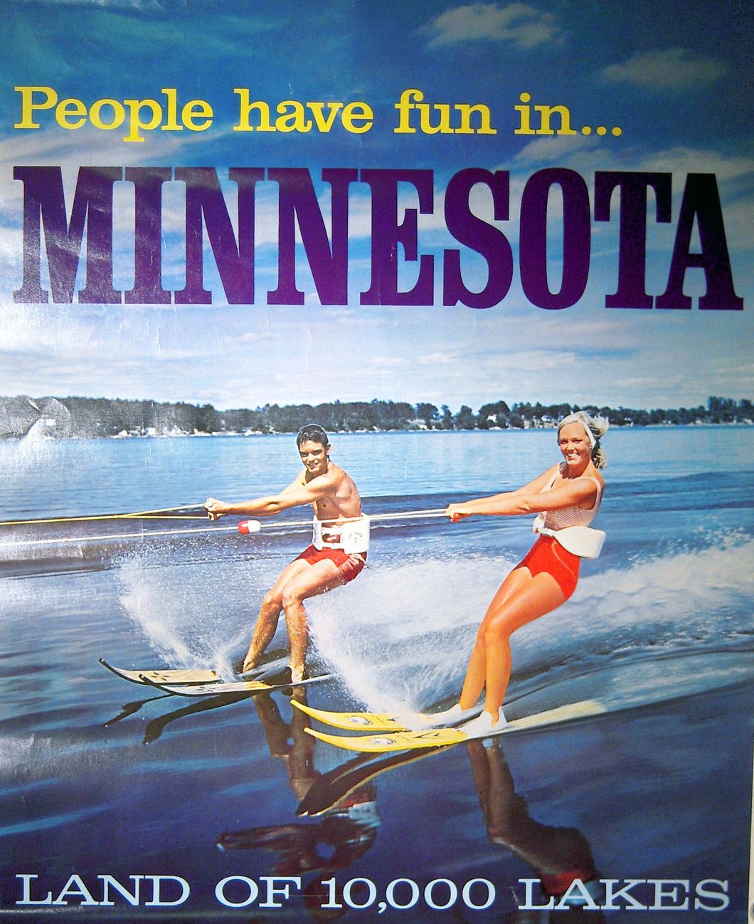 Vintage Minnesota Water Ski Poster, …