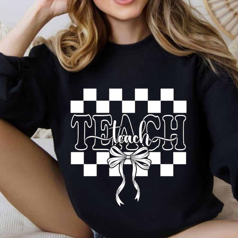 Coquette Bow Teach Sweatshirt, Cute …
