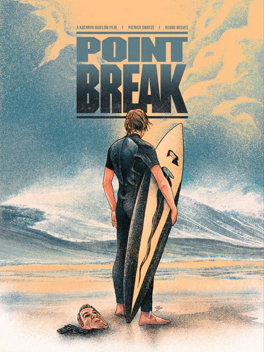 Retro Surfer Riding Wave Poster, Oce …