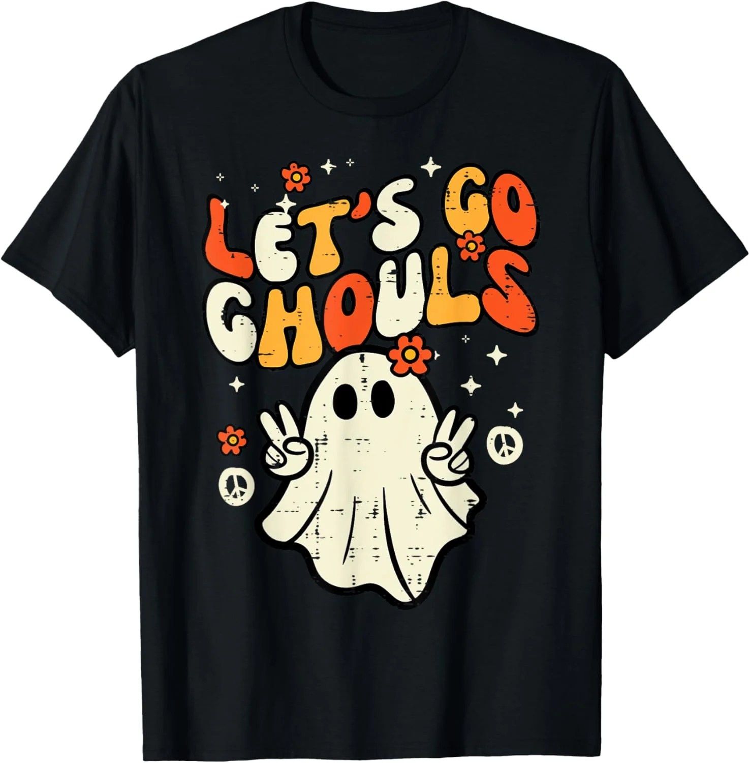 Let’s Go Ghouls Retro Ghost T- &hellip;