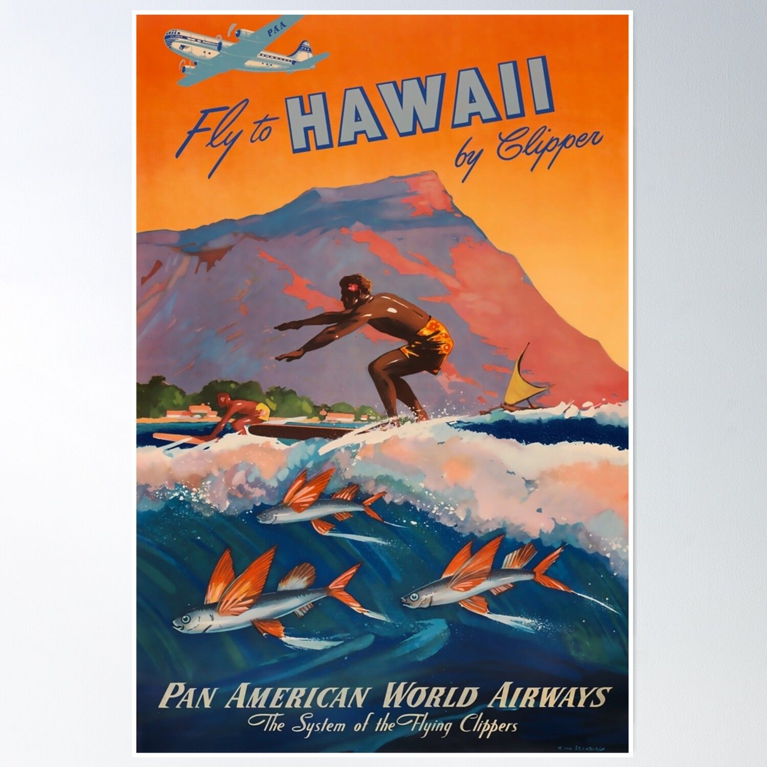 Vintage Hawaii Travel Poster, Retro …