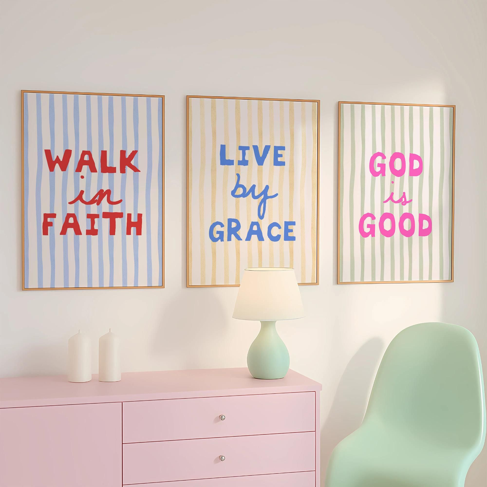 Set of 3 Christian Wall Art Stripes  &hellip;