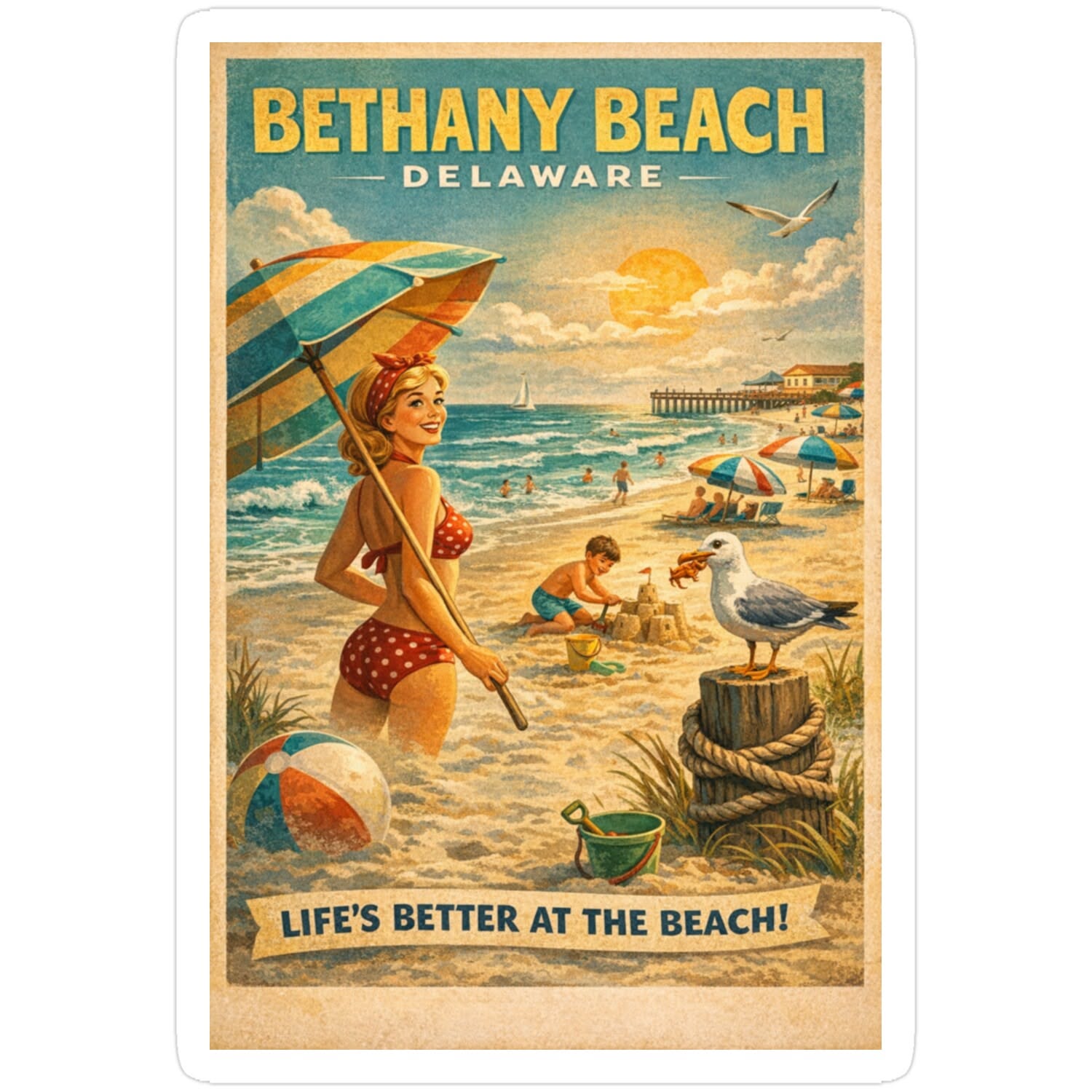 Vintage Coastal Travel Poster, Retro …
