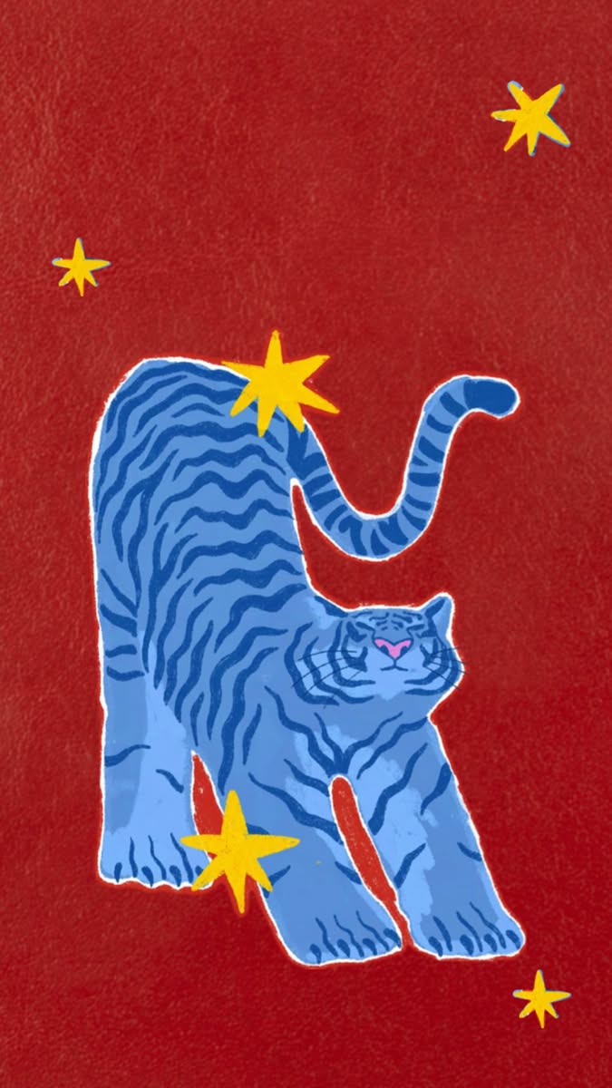Blue Tiger Poster, Bold Asian Inspir …