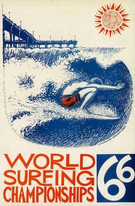 Retro Surfing Poster, Ocean Wave Wal …