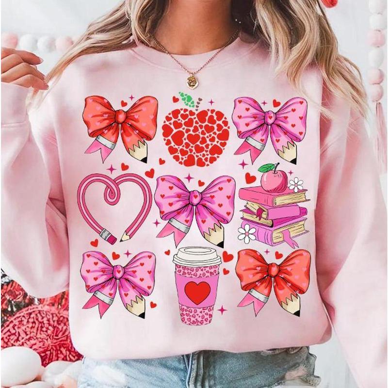 Teacher Valentine Coquette Bow Sweat …
