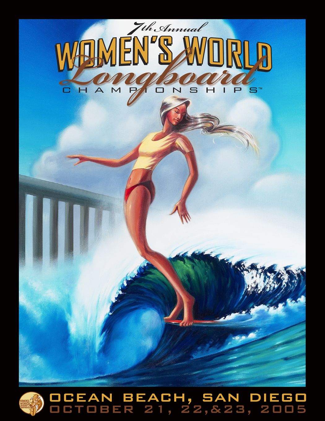 Retro Surfing Poster, Ocean Wave Wal …