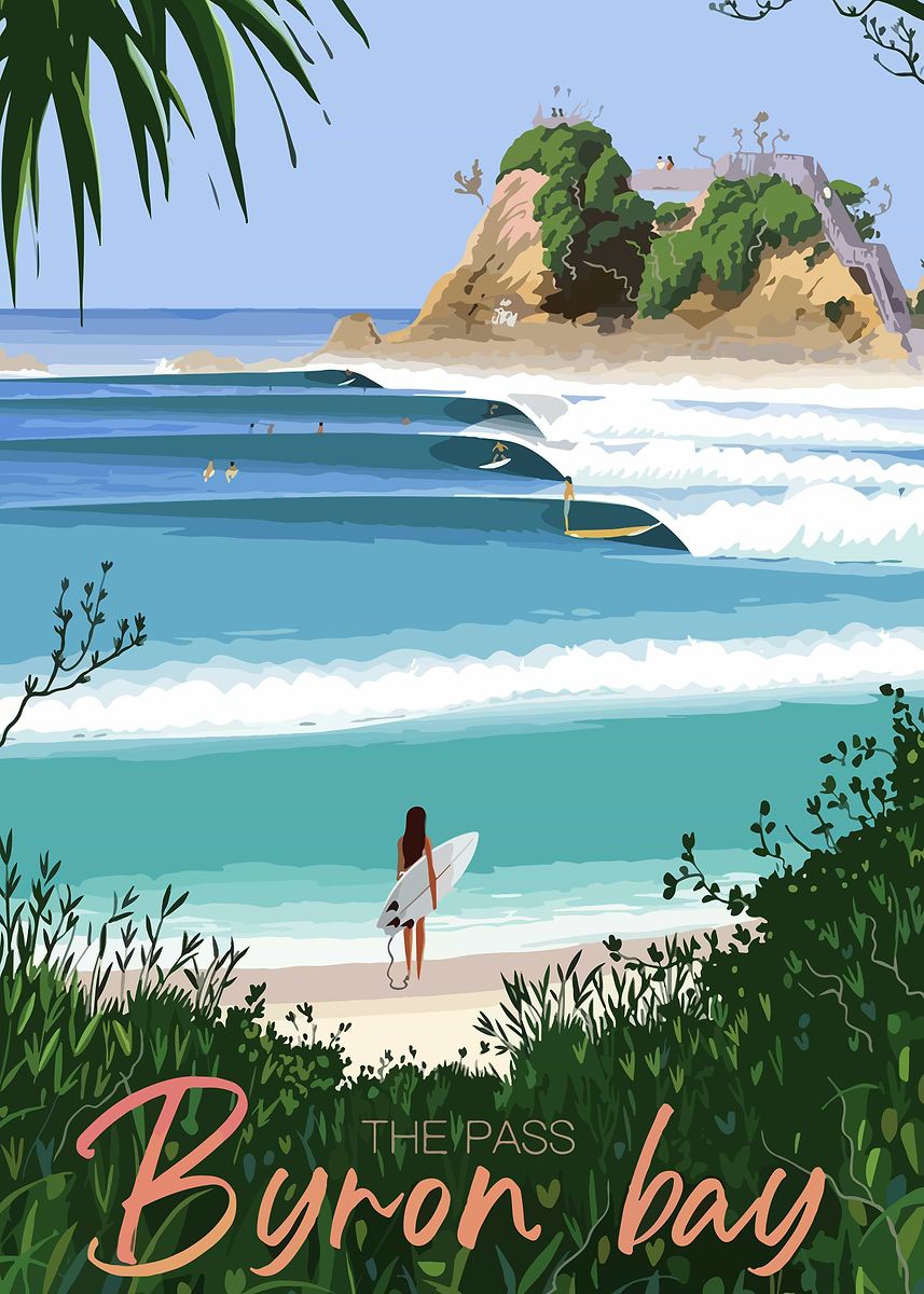 Byron Bay Australia Poster, Vintage …