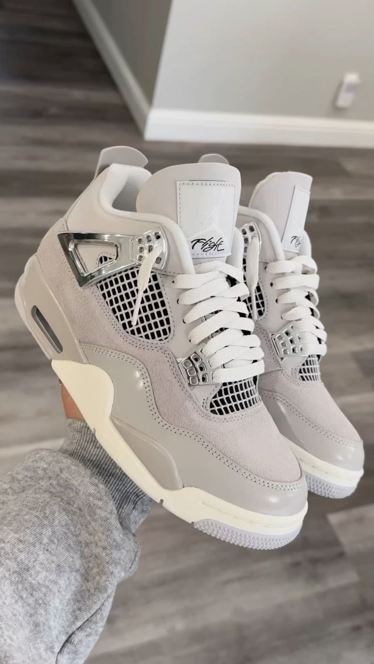 Gray Air Jordan 4 Casual Sneakers, N …