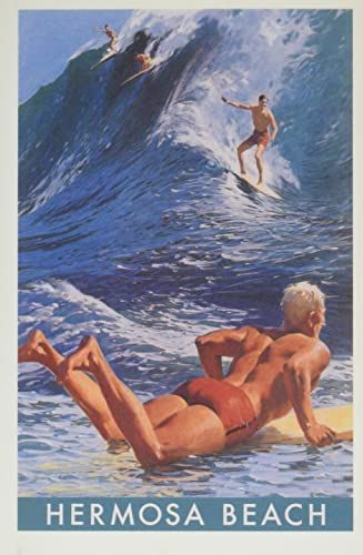 Vintage Surfing Poster, Ocean Wave W …