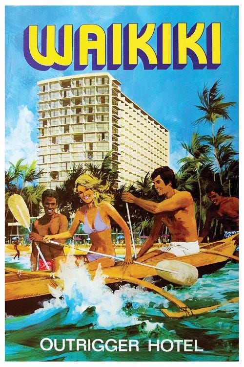 Vintage Waikiki Travel Poster, Retro &hellip;