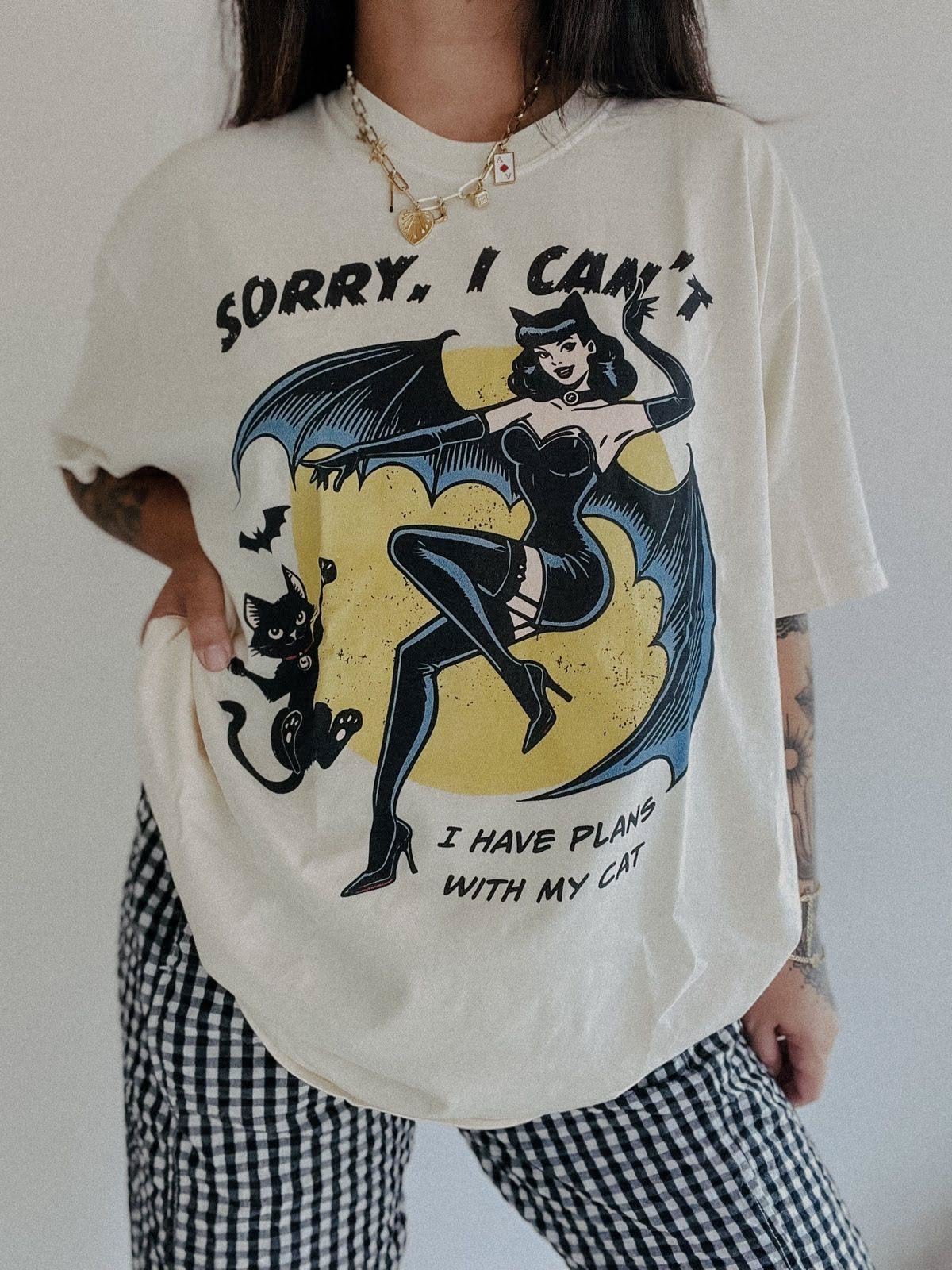 Halloween Cat Shirt for Women, Sorry …
