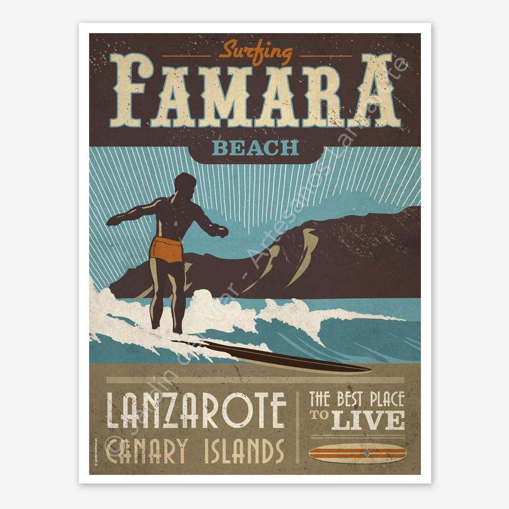 Famara Beach Lanzarote Poster, Vinta &hellip;