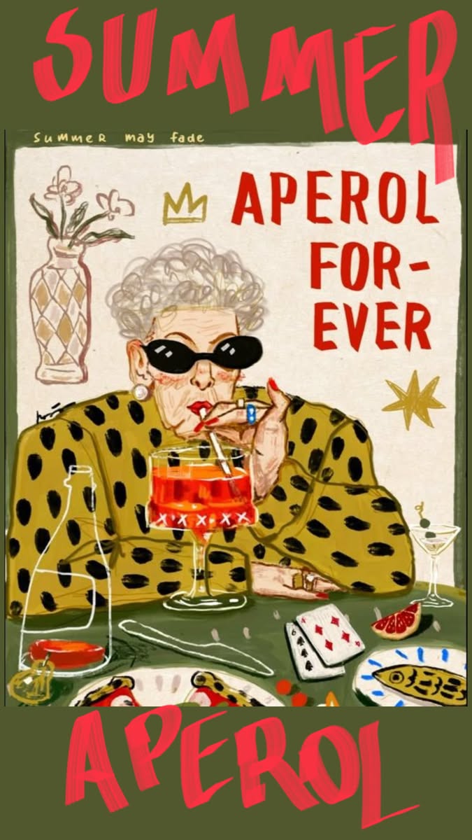 Summer Aperitif Poster, Funny Retro …