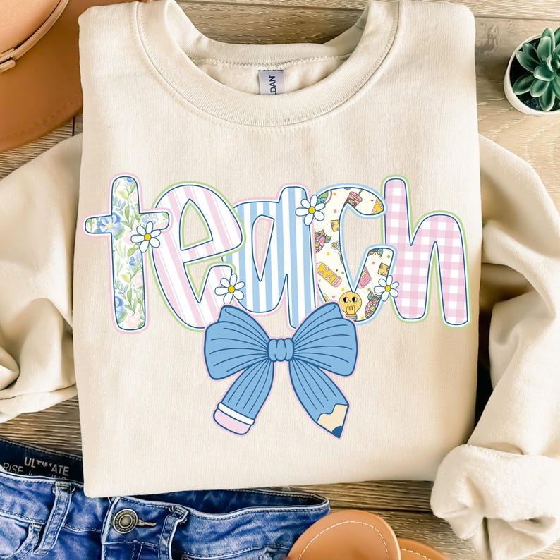 Preppy Teacher Floral Coquette Bow S …