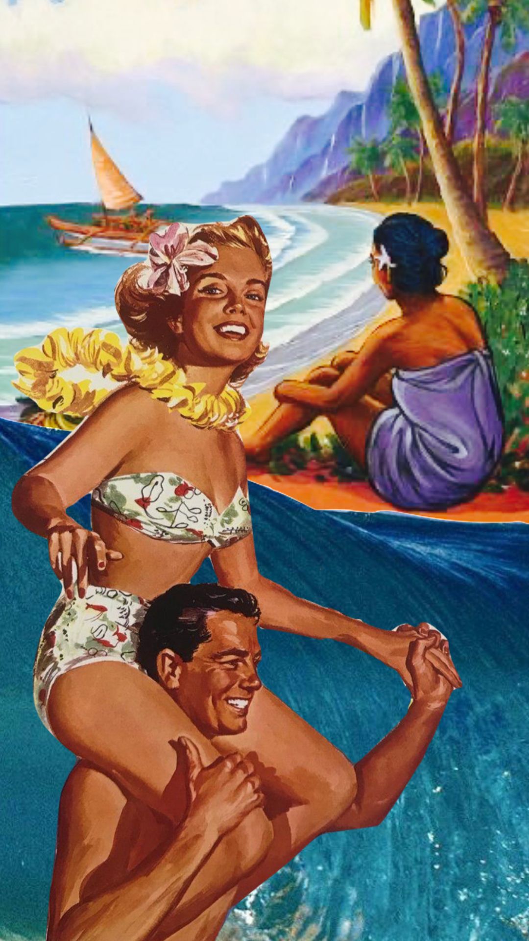 Vintage Tropical Beach Party Poster, …