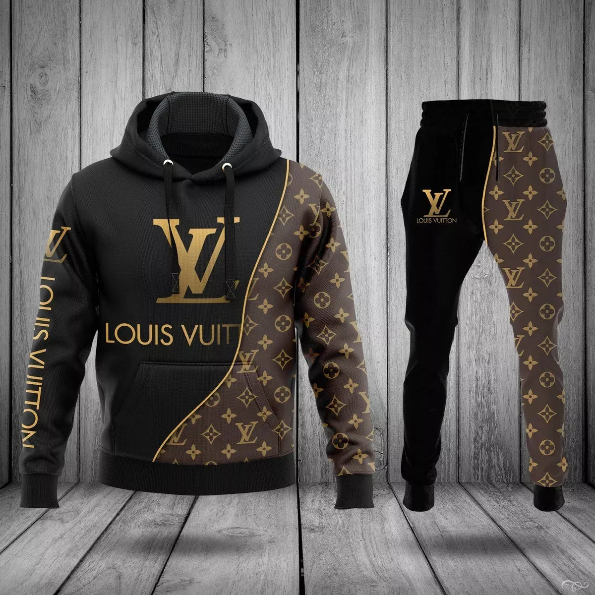 Louis Vuitton Brown Black Hoodie Lon …