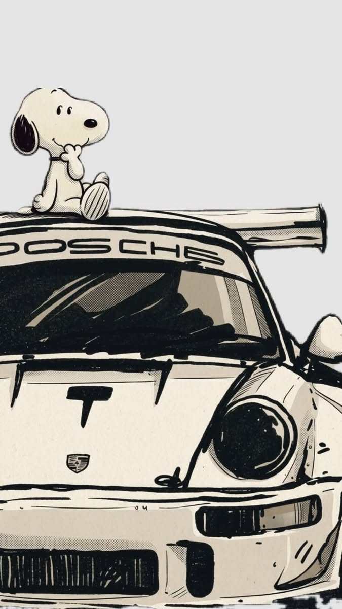 Wallpaper Anime Car, Snoopy Porsche, …