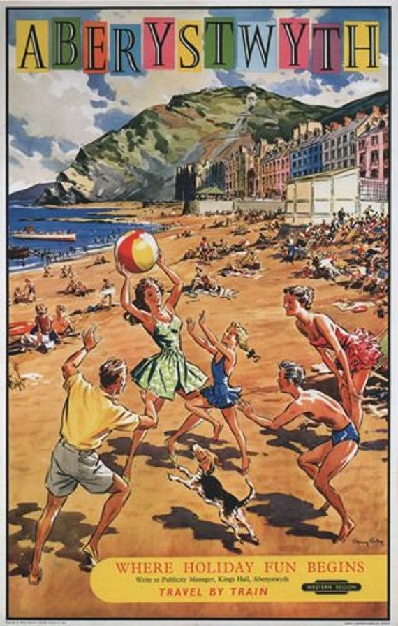 Vintage Aberystwyth Wales Travel Pos …