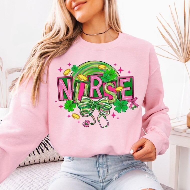 Nurse St Patrick Day Bow Sweatshirt, …