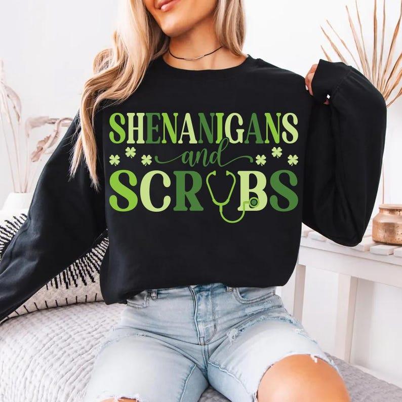 Shenanigans Scrub Saint Pattys Nurse &hellip;