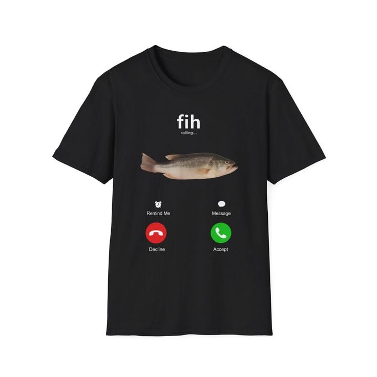 Fih Fish Phone Call T-Shirt – Funn …