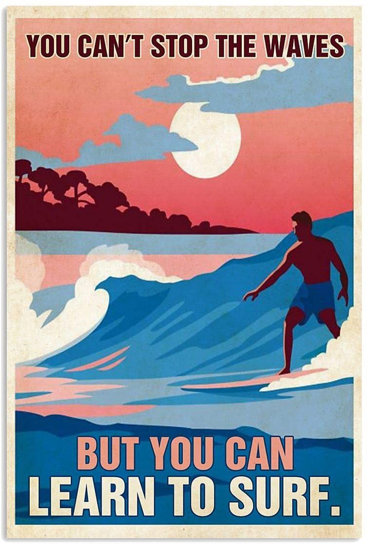 Vintage Surfer Riding Wave Poster, O …
