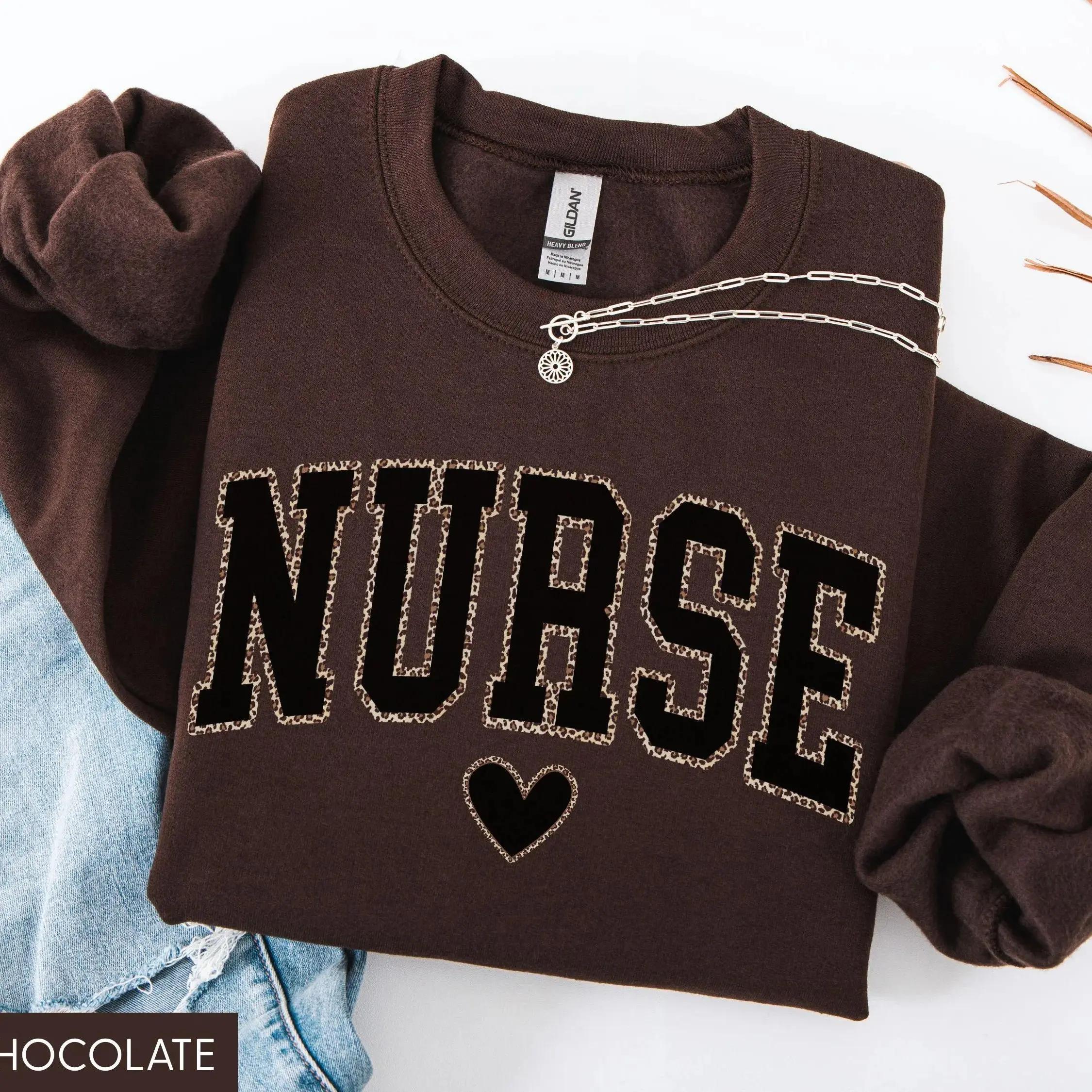 Leopard Nurse Sweatshirt T-Shirt, RN &hellip;