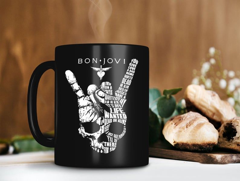 Black Mug Bon Jovi Rock Band Hand Sk &hellip;