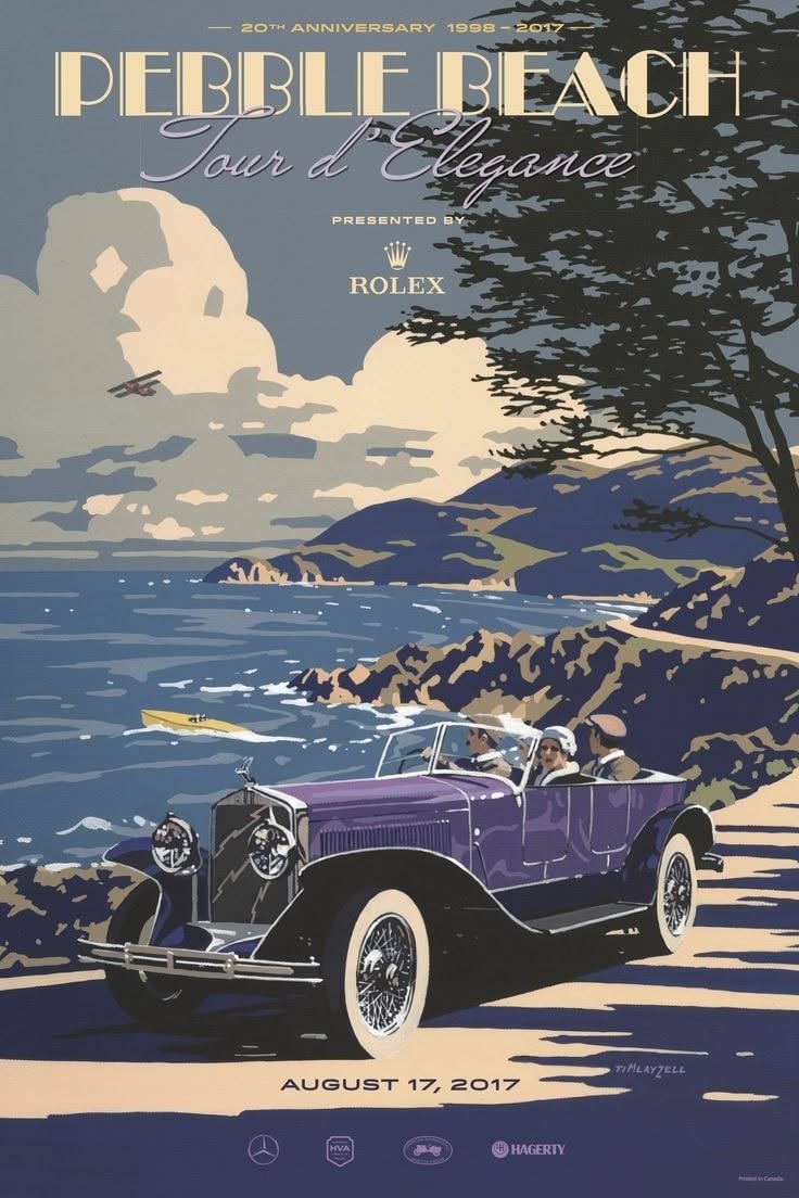 Vintage Car Poster, Automotive Road …
