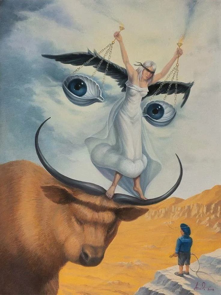 Surreal Woman and Bull Poster, All S &hellip;
