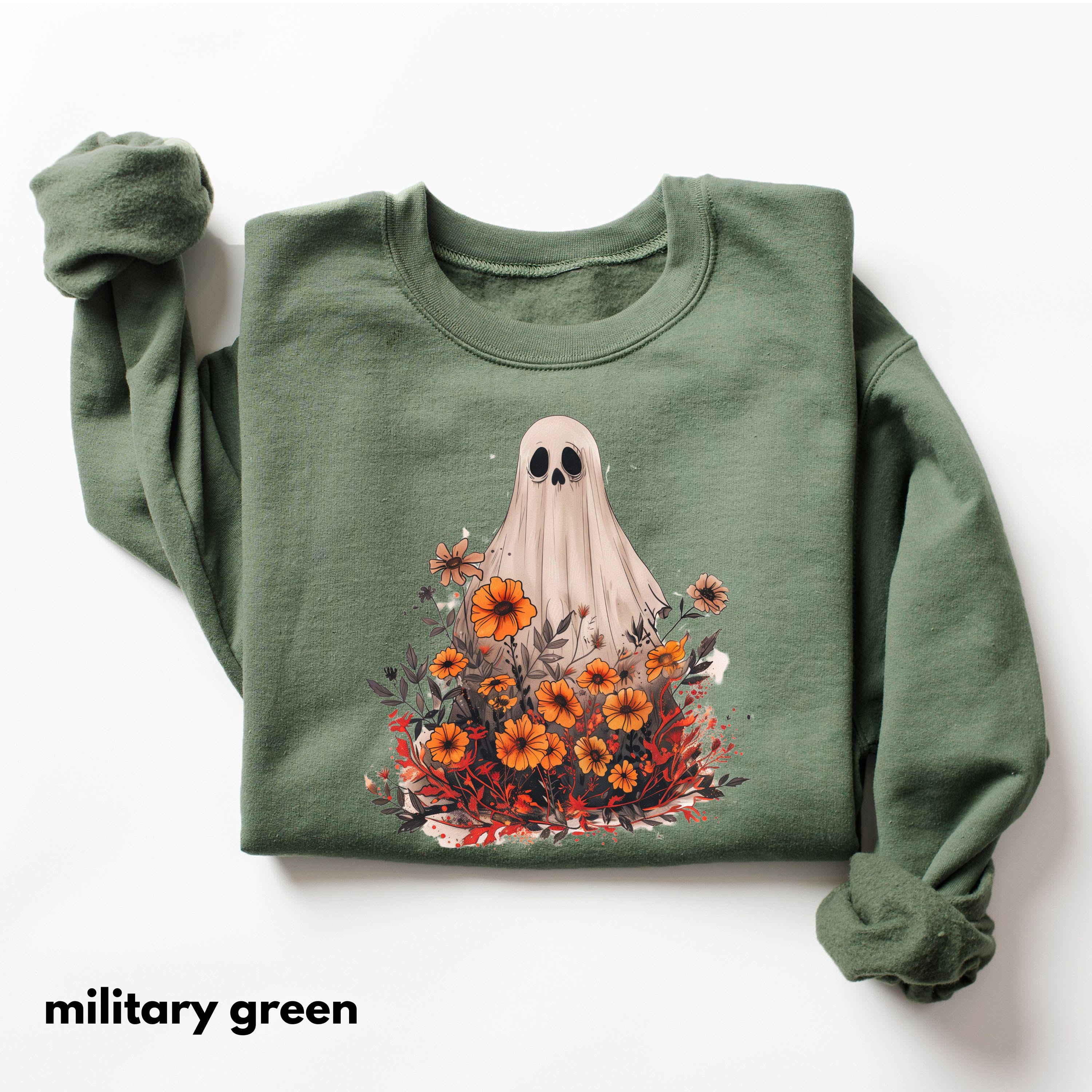 Halloween Ghost Sweatshirt, Boho Flo …
