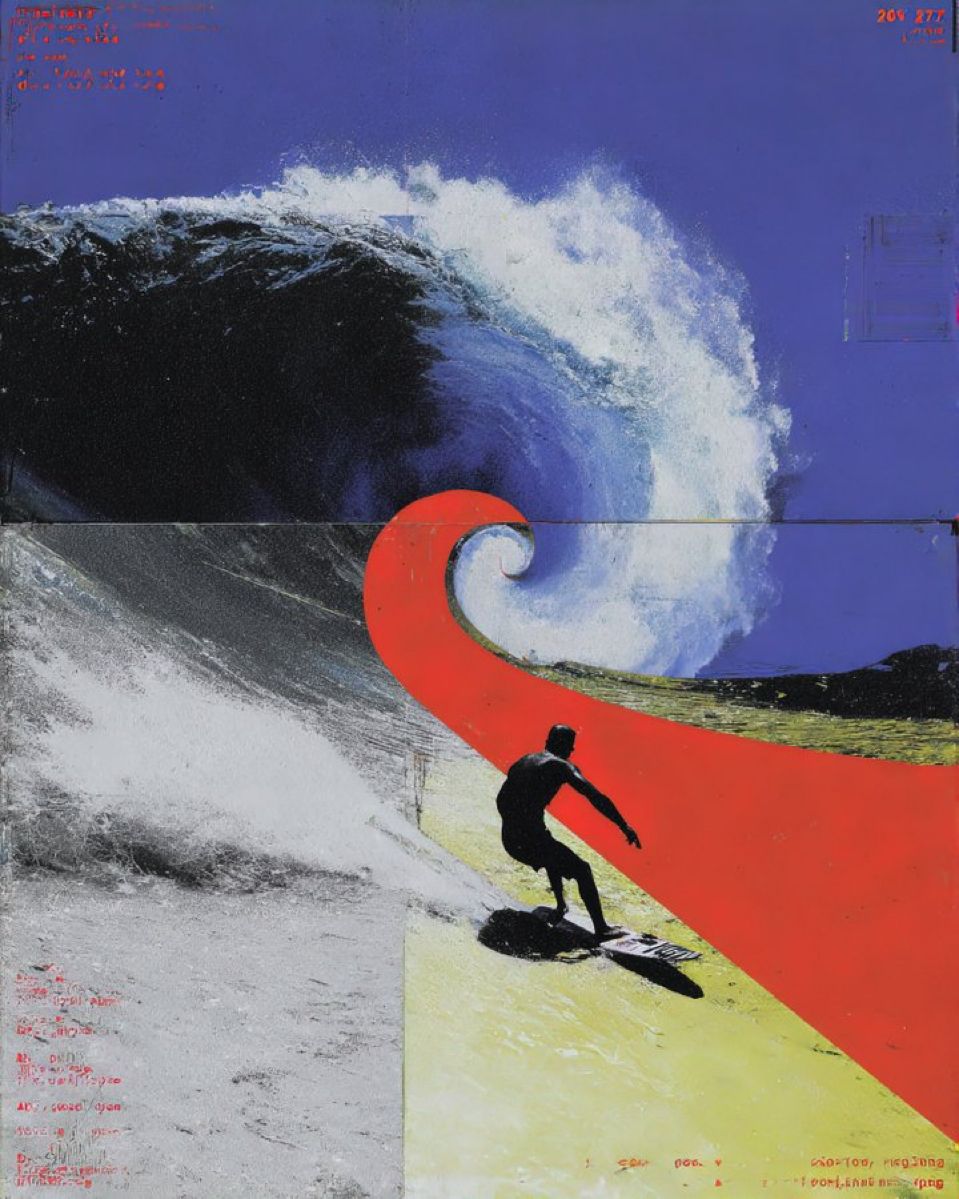 Retro Surfing Painting Poster, Ocean &hellip;